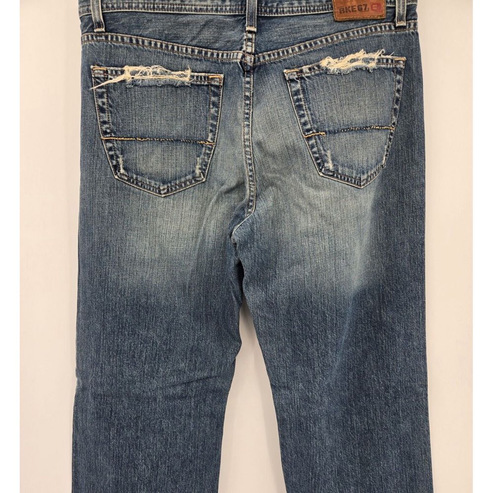 BKE Buckle Jeans Mens 34x33 Marshall Distressed Blue Straight Leg Boot Cut - Picture 6 of 12